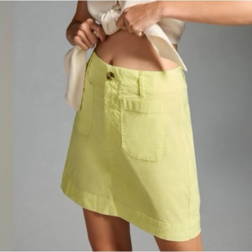 Anthropologie | The Colette Mini Skirt by Maeve Size XL Lime
